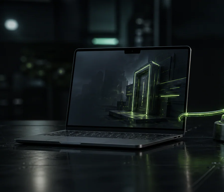 Matte black laptop representing a premium AI-ready business website